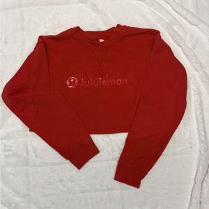 lululemon athletica Red Cropped Crew Sweatshirt with Logo